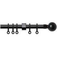 New Edge Blinds Exenteable Metal Curtain Pole 13-16mm 120cm - 210cm Black Ball, Black