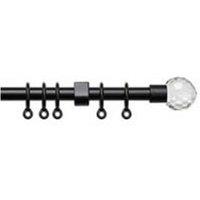 New Edge Blinds Exenteable Metal Curtain Pole 13-16mm 120cm - 210cm Black Crystal, Black