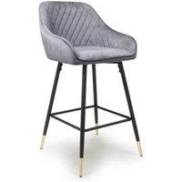 2 x Savanna Brushed Velvet Grey Bar Stool, Grey