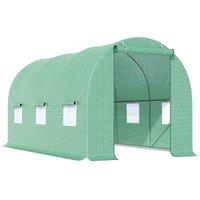 Outsunny 4.5m x 2m x 2m Polytunnel Walk-in Tunnel Greenhouse - Green, Green