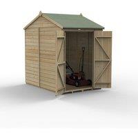 Forest Garden Beckwood 5x7 Reverse Apex Shed - No Window, Double Door, Brown