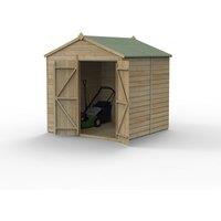 Forest Garden Beckwood 7x7 Apex Shed - 2 Window, Double Door, Brown