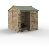 Forest Garden Beckwood 7x7 Reverse Apex Shed - No Window, Double Door, Brown