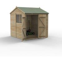 Forest Garden Beckwood 7x7 Reverse Apex Shed - 2 Window, Double Door, Brown