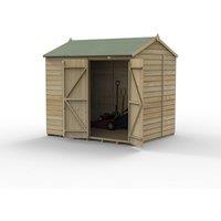 Forest Garden Beckwood 8x6 Reverse Apex Shed - No Window, Double Door, Brown