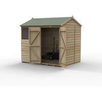 Forest Garden Beckwood 8x6 Reverse Apex Shed - 2 Window, Double Door, Brown