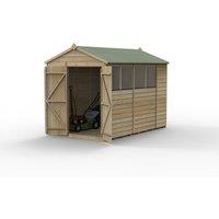 Forest Garden Beckwood 6x10 Apex Shed - 4 Window, Double Door, Brown
