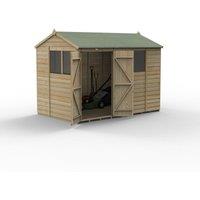 Forest Garden Beckwood 10x6 Reverse Apex Shed - 4 Window, Double Door, Brown