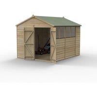 Forest Garden Beckwood 8x10 Apex Shed - 4 Window, Double Door, Brown