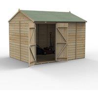 Forest Garden Beckwood 10x8 Reverse Apex Shed - No Window, Double Door, Brown