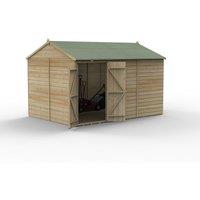Forest Garden Beckwood 12x8 Reverse Apex Shed - No Window, Double Door, Brown