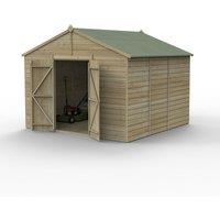 Forest Garden Beckwood 10x10 Apex Shed - No Window, Double Door, Brown