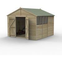 Forest Garden Beckwood 10x10 Apex Shed - 4 Window, Double Door, Brown