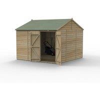 Forest Garden Beckwood 10x10 Reverse Apex Shed - No Window, Double Door, Brown