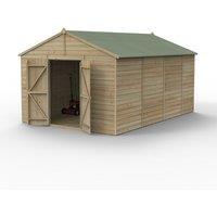 Forest Garden Beckwood 10x15 Apex Shed - No Window, Double Door, Brown