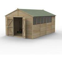 Forest Garden Beckwood 10x15 Apex Shed - 6 Windows, Double Door, Brown