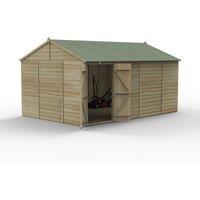 Forest Garden Beckwood 15x10 Reverse Apex Shed - No Window, Double Door, Brown