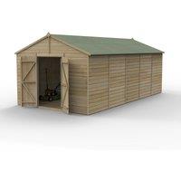 Forest Garden Beckwood 10x20 Apex Shed - No Window, Double Door, Brown