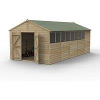 Forest Garden Beckwood 10x20 Apex Shed - 8 Window, Double Door, Brown