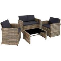 Tectake Rattan Garden Sofa Set Lucca - 4 Seats, 1 Table - Brown, Brown