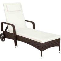 Tectake Rattan Garden Sun Lounger - 6 Step Backrest - Brown Mix, Brown