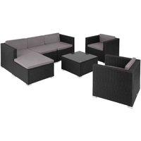 Tectake Rattan Lounge Set Lignano - 6 Seats, 1 Table - Black, Black