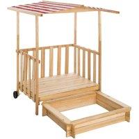 Tectake Sandpit w/ Play Deck And Canopy - Red, Red