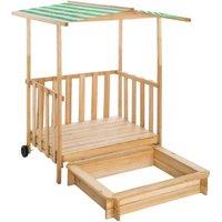 Tectake Sandpit w/ Play Deck And Canopy - Green, Green