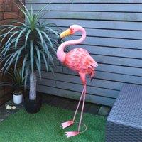 St Helens Metal Flamingo Garden Ornament 89cm, Pink