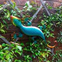 St Helens Metal Gecko Garden Wall Ornament, Multi