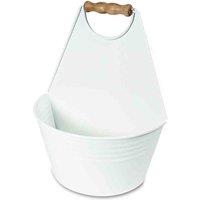 St Helens Vintage Metal Wall Planter With Handle, White
