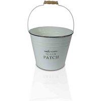 St Helens Vintage Metal Planter With Handle White, White