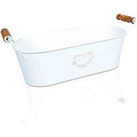 St Helens Oval Metal Planter With Handles White, White