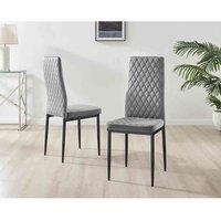 Furniture Box 4X Milan Kitchen Dining Chair Grey Velvet Black Legs