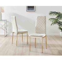 Furniture Box FurnitureBox 6x Milan Dining Chair Cream Velvet Gold Legs