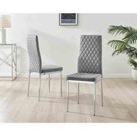 Furniture Box 6X Milan Kitchen Dining Chair Grey Velvet Silver Legs, Grey