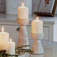 Ivyline Padstow White Wash Wooden Candle Holders 2 Pack, White