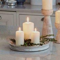 Ivyline Padstow White Wash Wooden Candle Tray D28cm, White