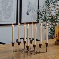 Ivyline Antique Bronze Circular 8 Pc Candle Holder H12cm W34cm, Brown
