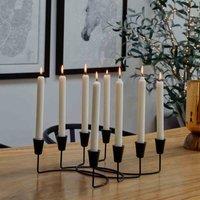 Ivyline Black Circular 8 Pc Candle Holder H12cm W34cm, Black