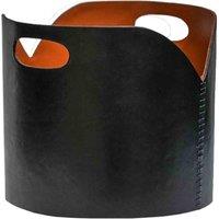 Ivyline Black Faux Leather Log Bucket H30cm W40cm, Black