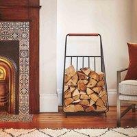 Ivyline Contempory Leather Handle Log Trolley H100cm W49cm, Black