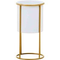 Interiors by PH Small White And Gold Floor Standing Planter, White