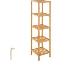 Tectake Standing Bathroom Shelf - 5 Tiers In Bamboo, Brown