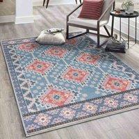 Green Decore Vernal Fresno Rug Blue, Red, Grey, 152 cm X 213 cm, Blue