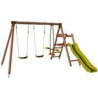 Soulet Figue Wooden Swing Set with Slide, Brown