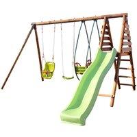 Soulet Colza Wooden Swing Set with Slide, Brown
