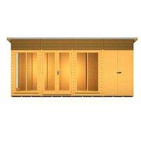 Shire Lela 16 ft x 4 ft Summerhouse with Storage Shed, Brown