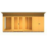 Shire Lela 16 ft x 6 ft Summerhouse with Storage Shed, Brown