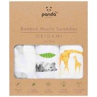 Panda 100% Bamboo Baby Muslin Swaddle - Origami (3 pack), White